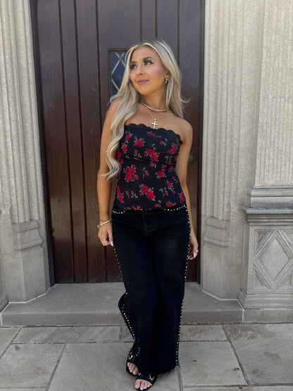 Wine & Roses Tube Top