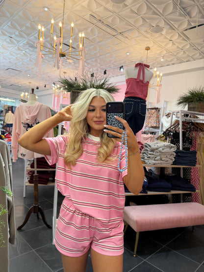 Bigger Issues Striped Set Pink (SHORTS)