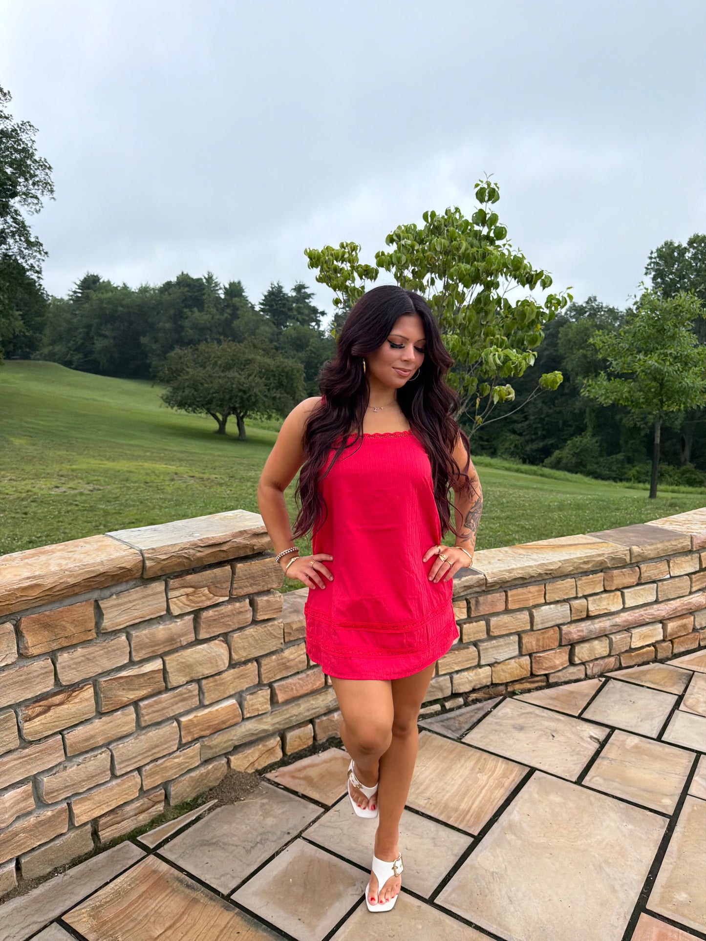 Girly Pop Mini Dress in Red