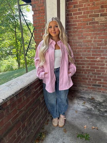 Shopping Addict Shacket in Blush