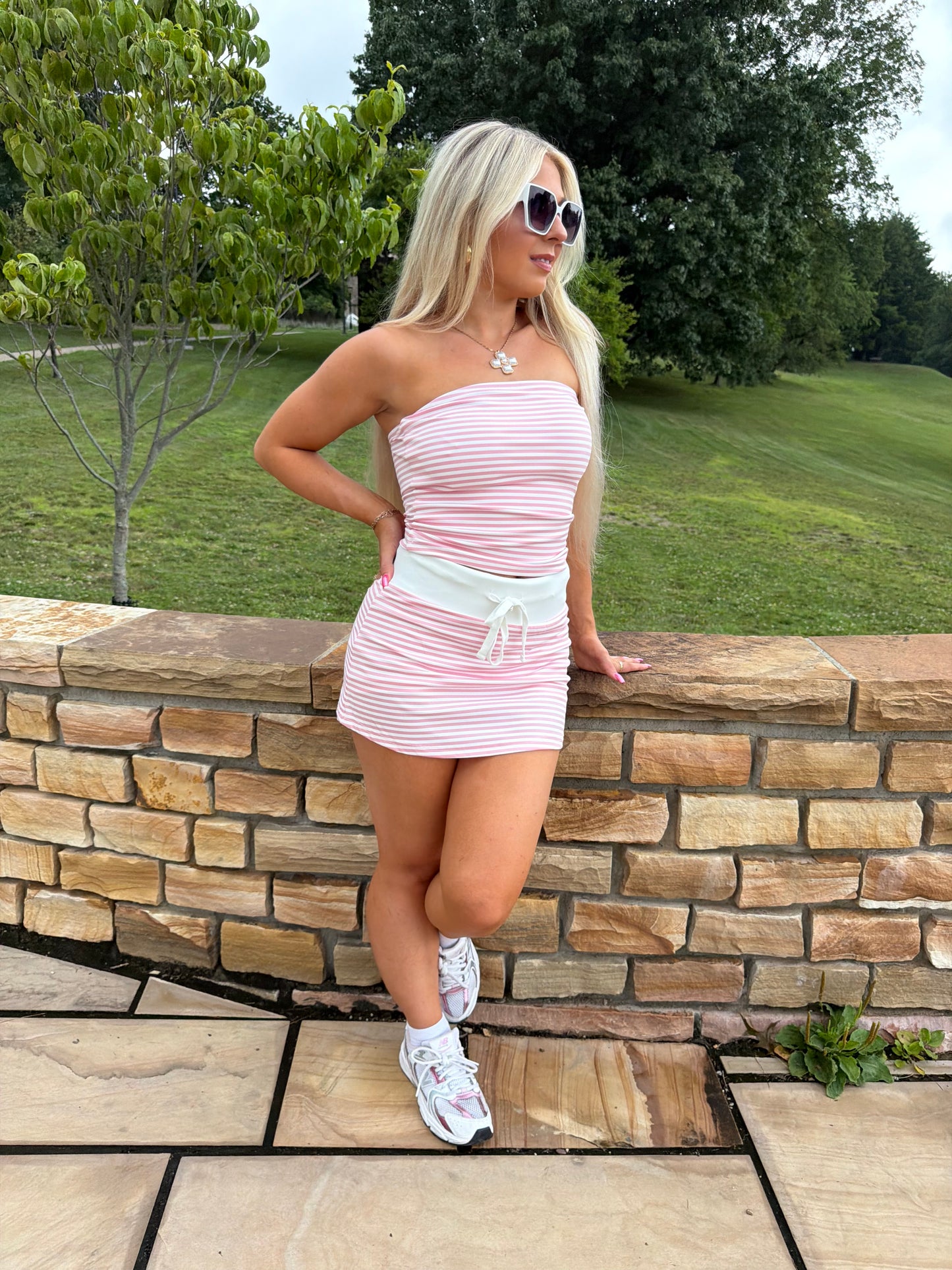 Baby Cakes Striped Set PINK (Skirt)