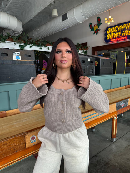 Marled Taupe Cardi Girl