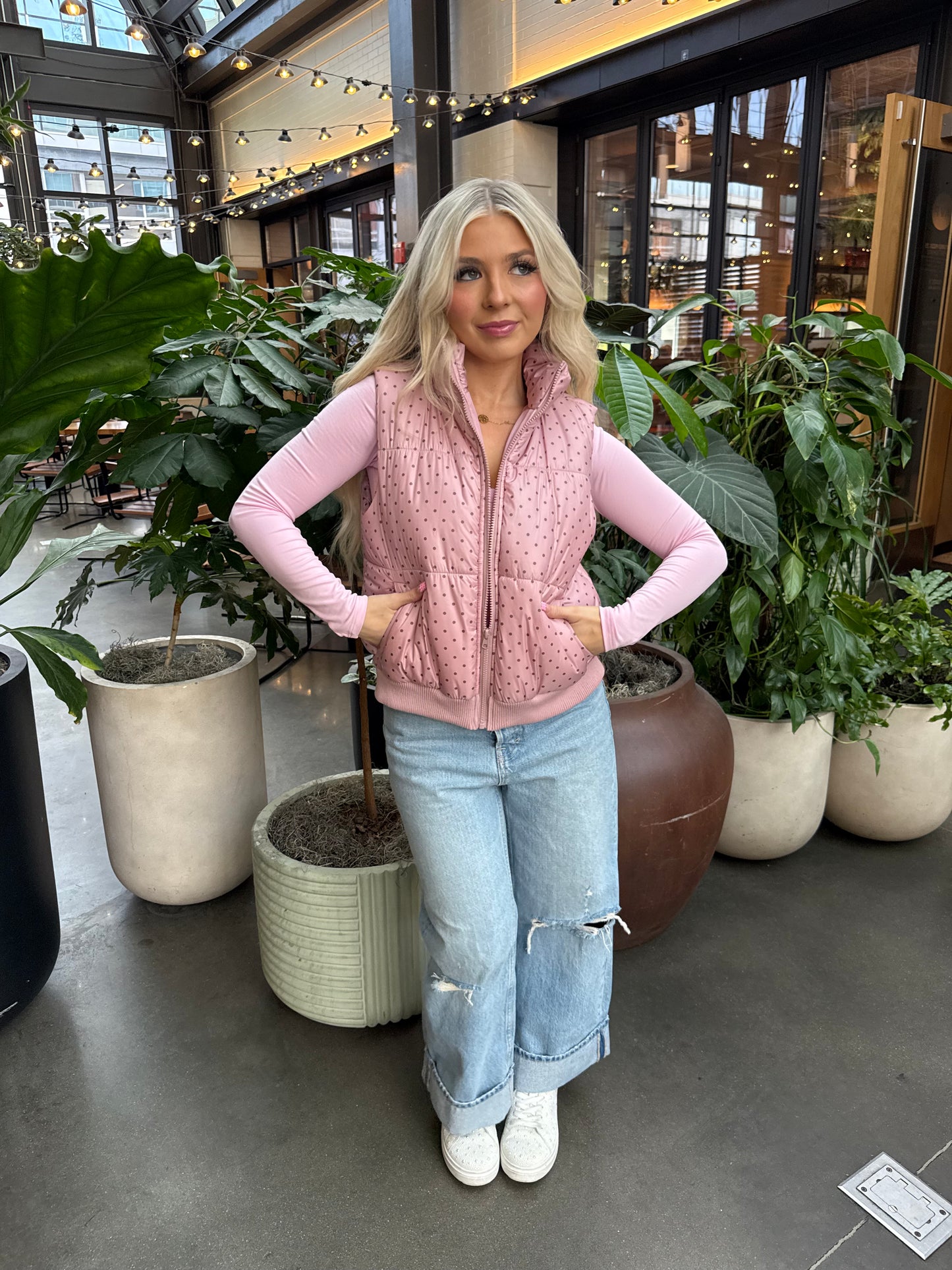 Paige Polka Dot Pink Vest