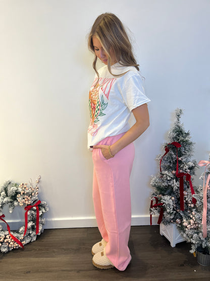 So Fetch Wide Leg Sweatpants in Blush