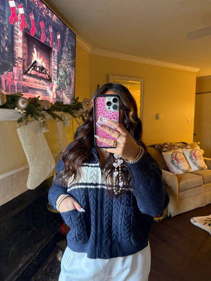 Morton Navy Sweater Zip