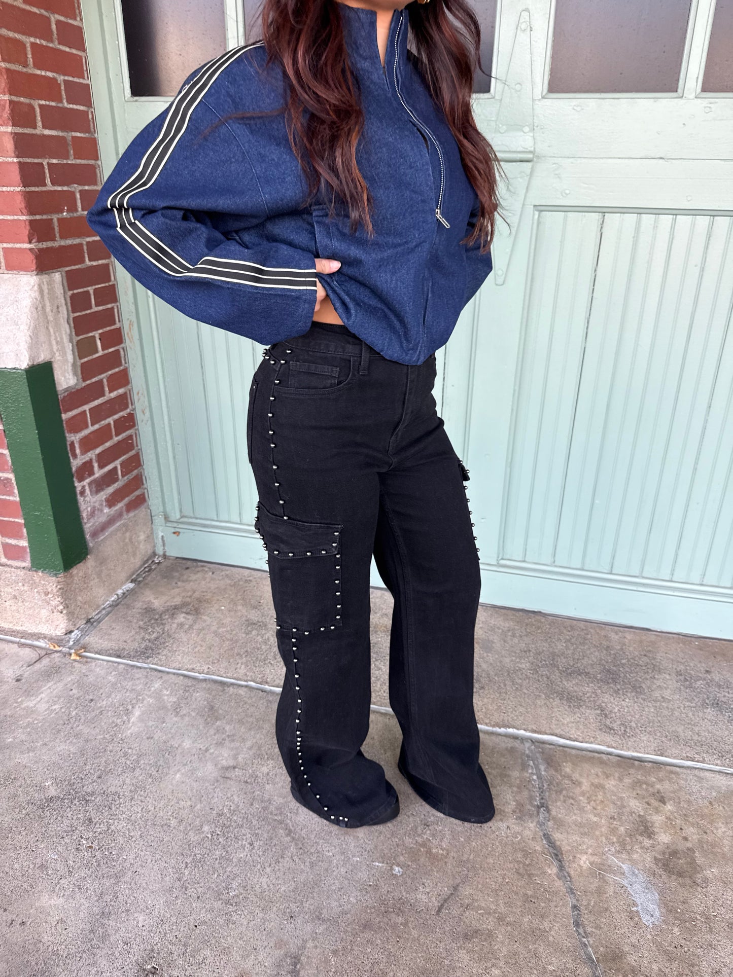 Cargo Onyx Studded Jean