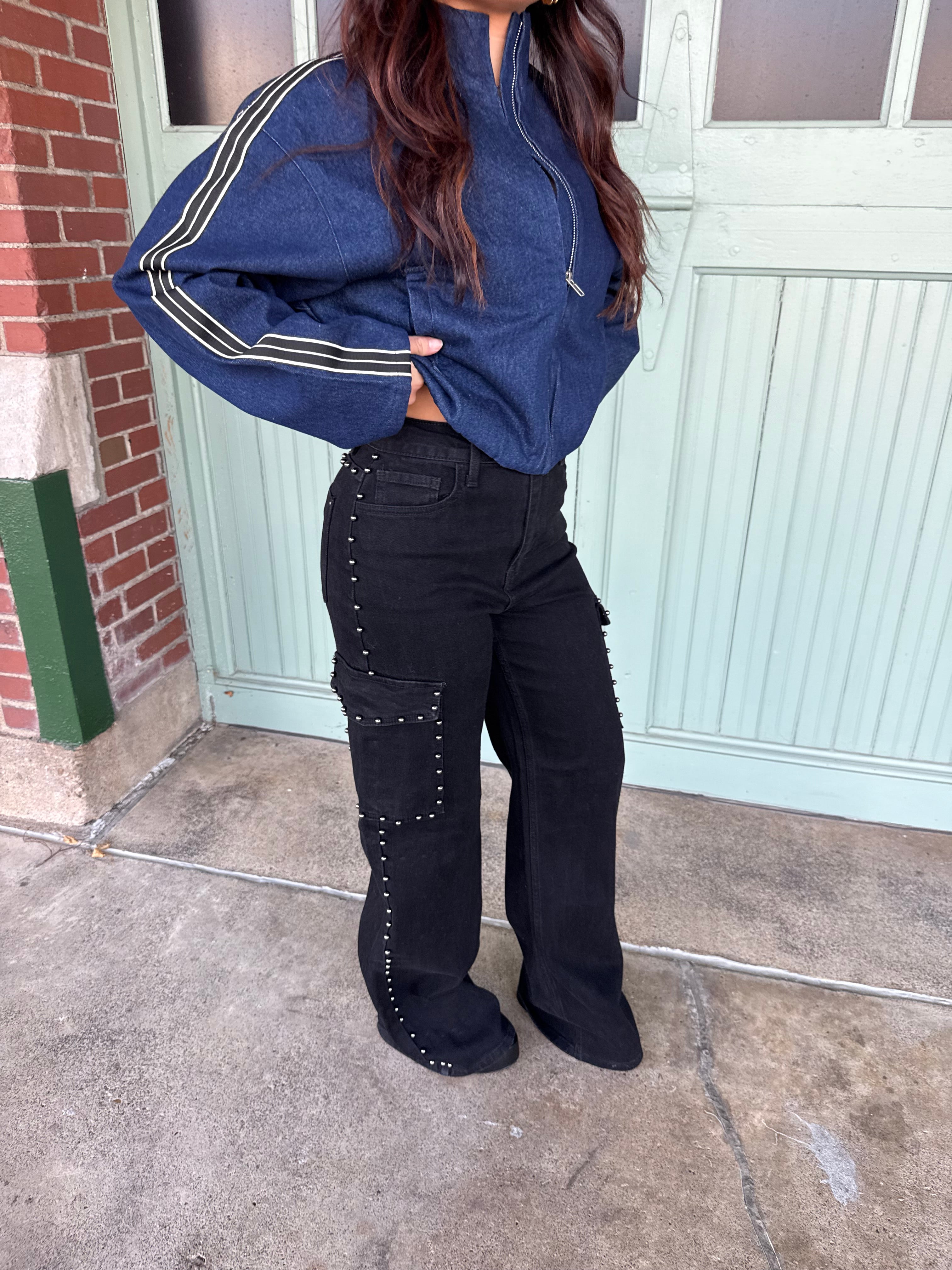 Cargo Onyx Studded Jean