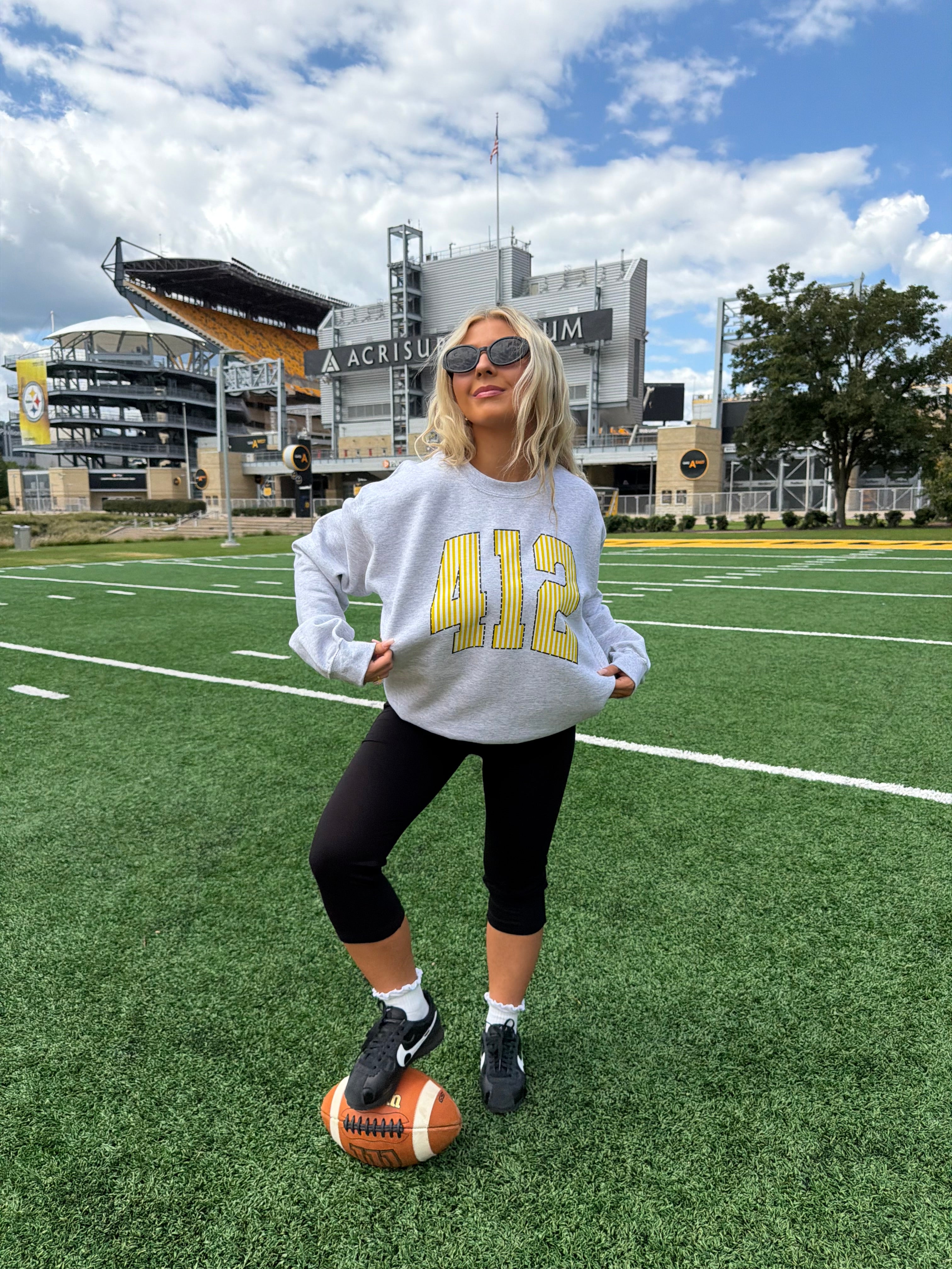 412 Grey & Yellow Stripe Crewneck