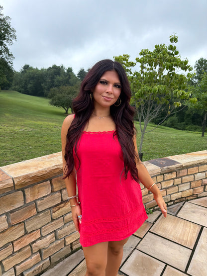 Girly Pop Mini Dress in Red