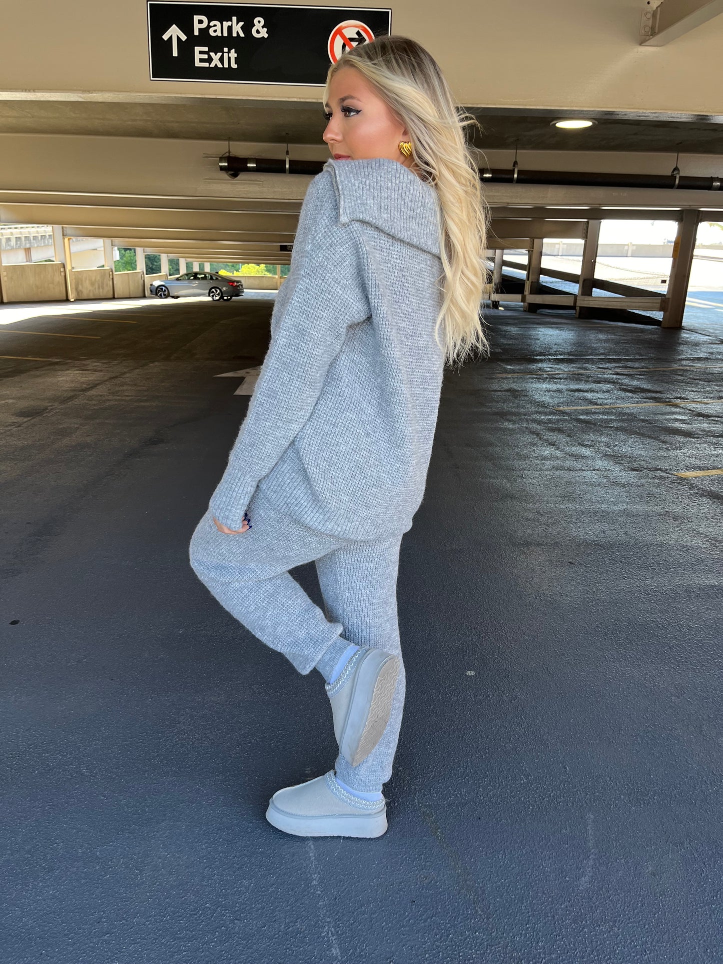 Waffle Girl Set (JOGGER) in Grey