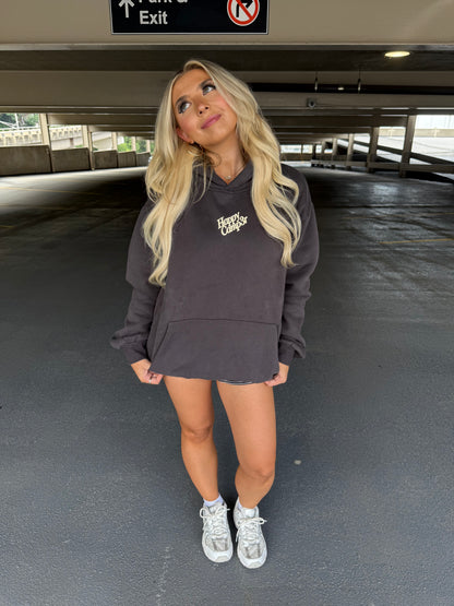 Happy Camp3r Charcoal Puff Hoodie