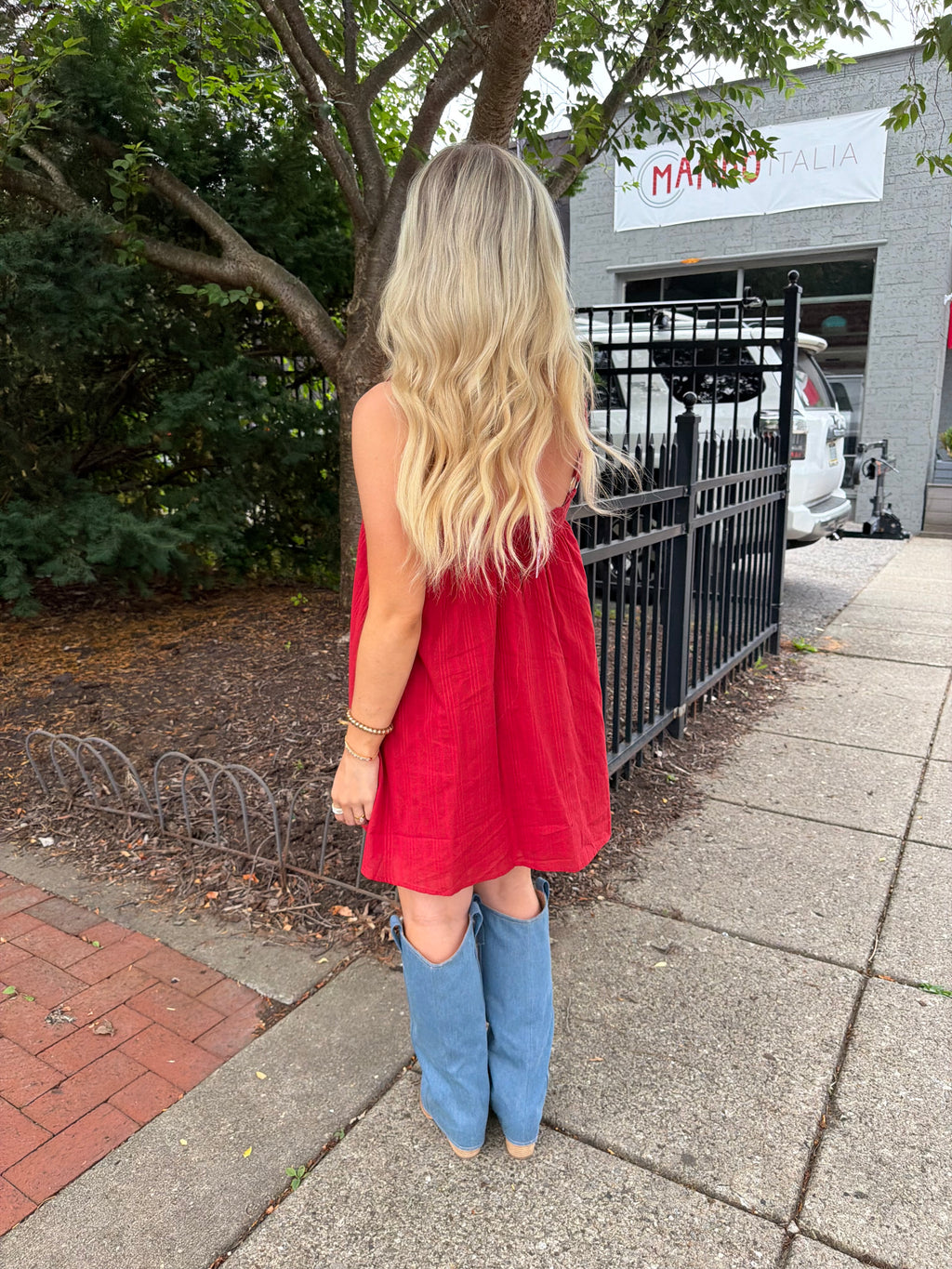 Western Sabrina Mini Dress
