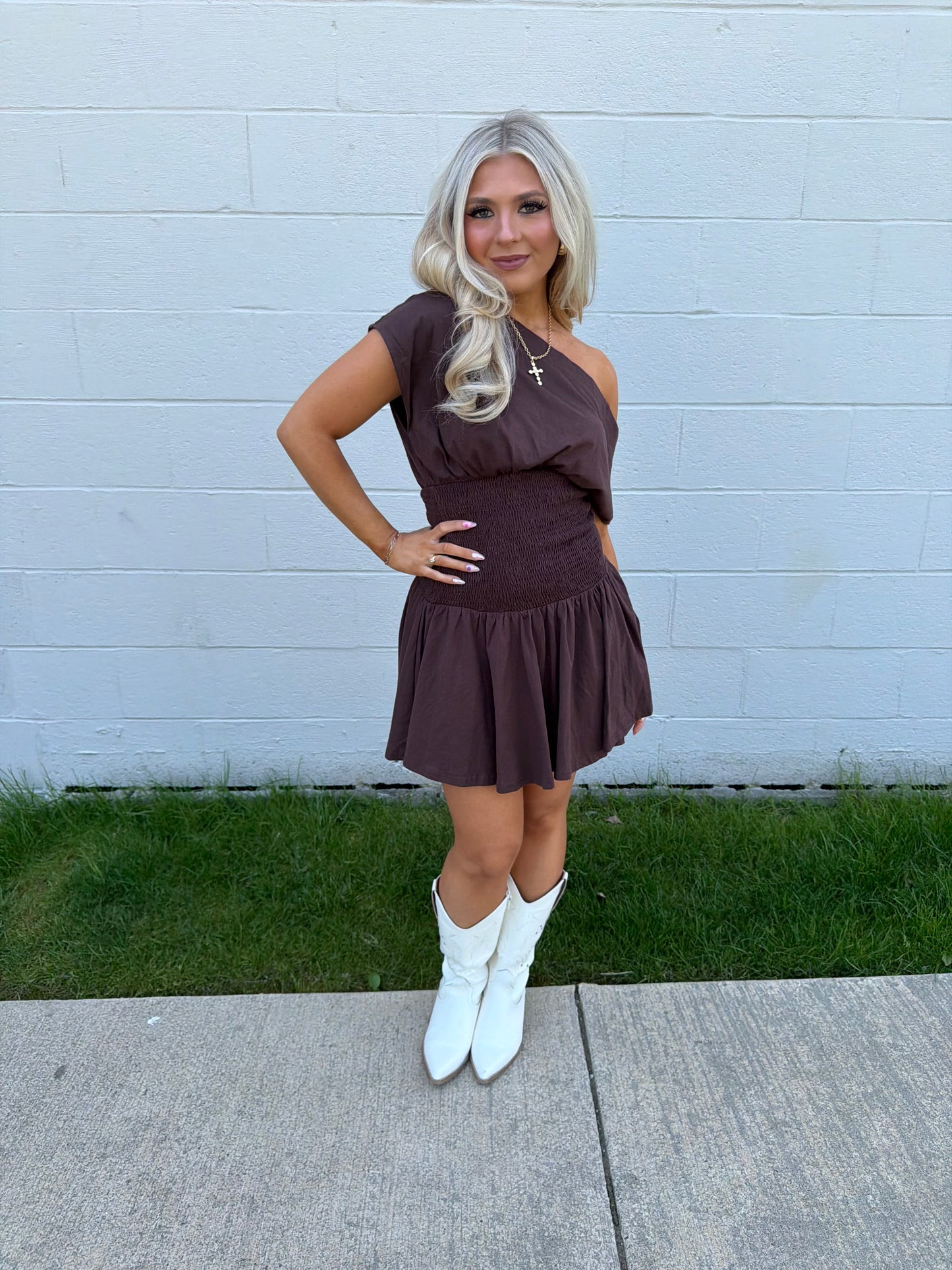 Super Simple Mini Dress in Brown