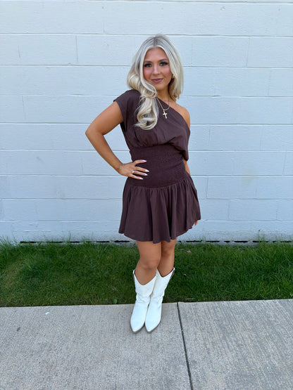 Super Simple Mini Dress in Brown