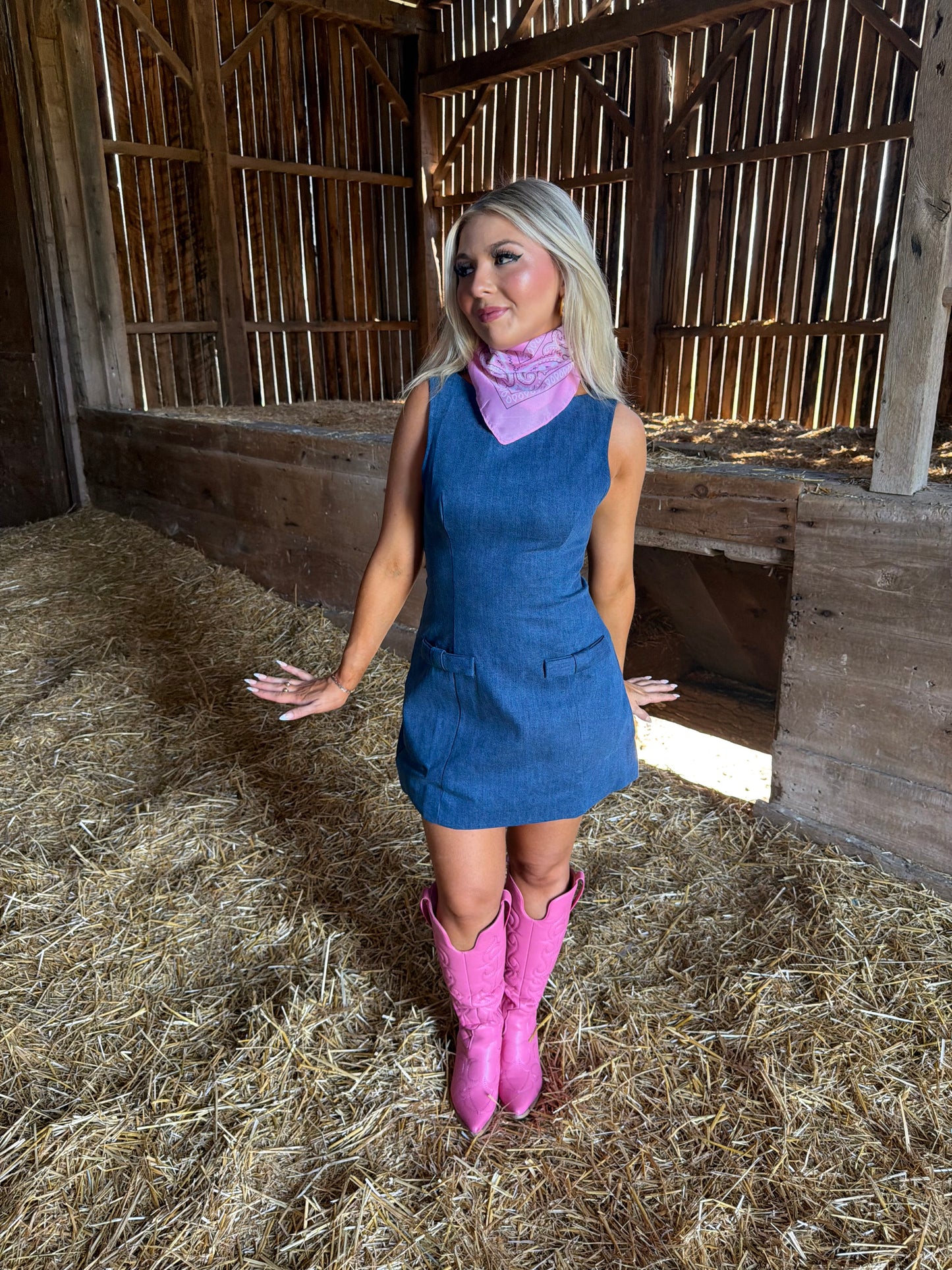 Denim Bow Girl Dress