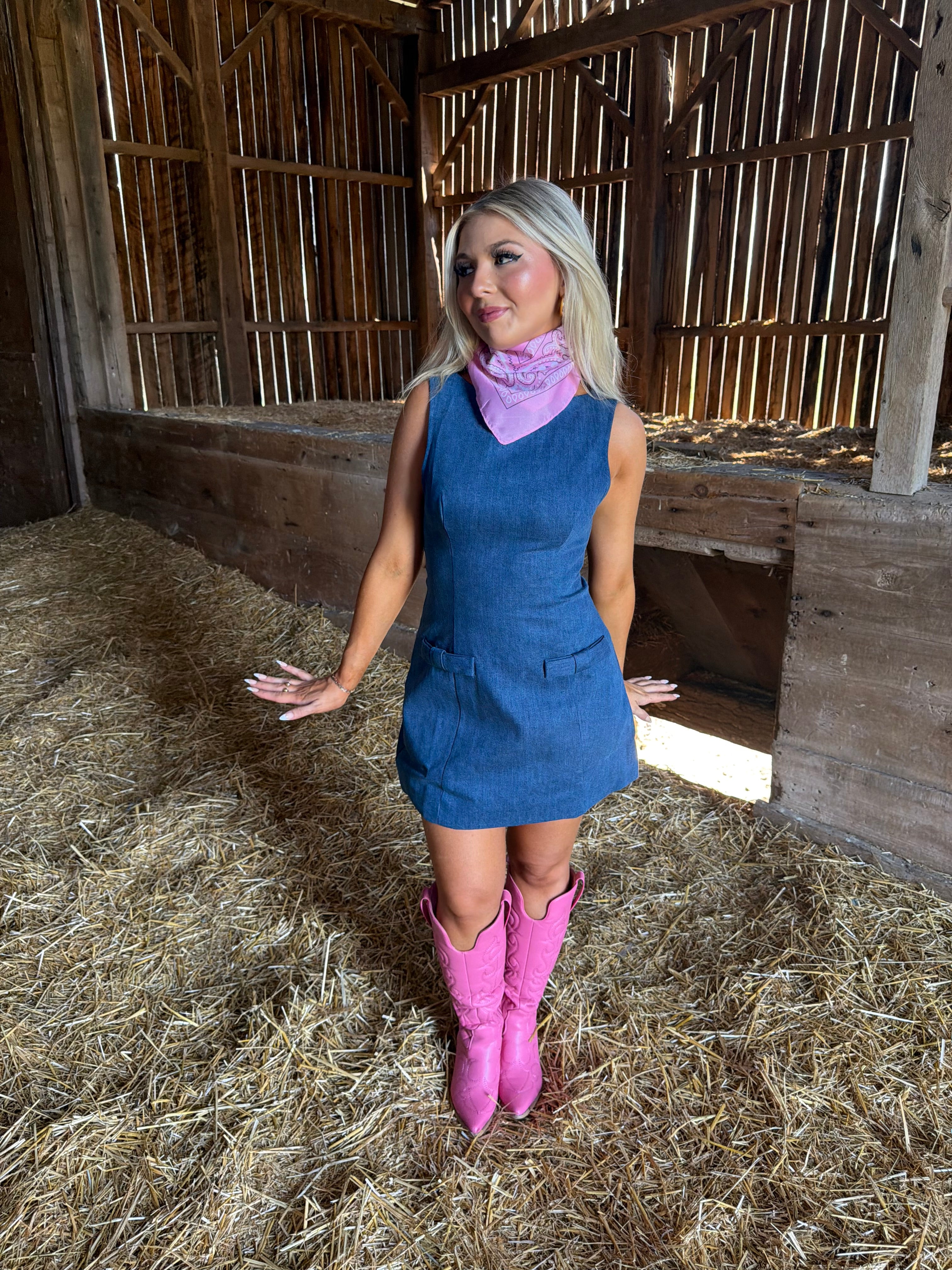 Denim Bow Girl Dress