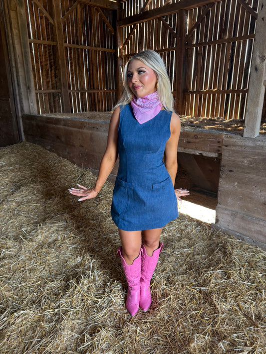Denim Bow Girl Dress