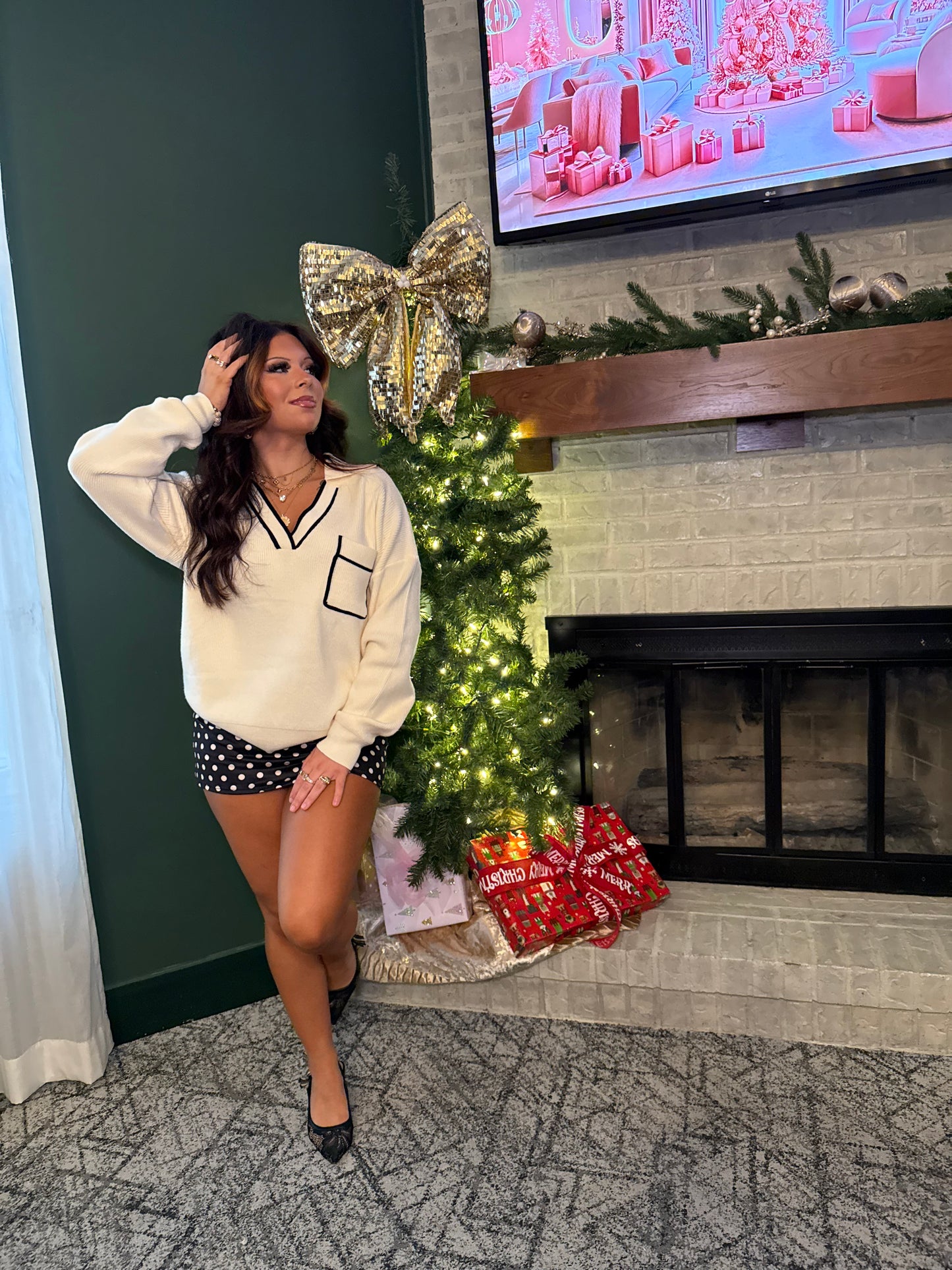 Collared Cutie Sweater in White