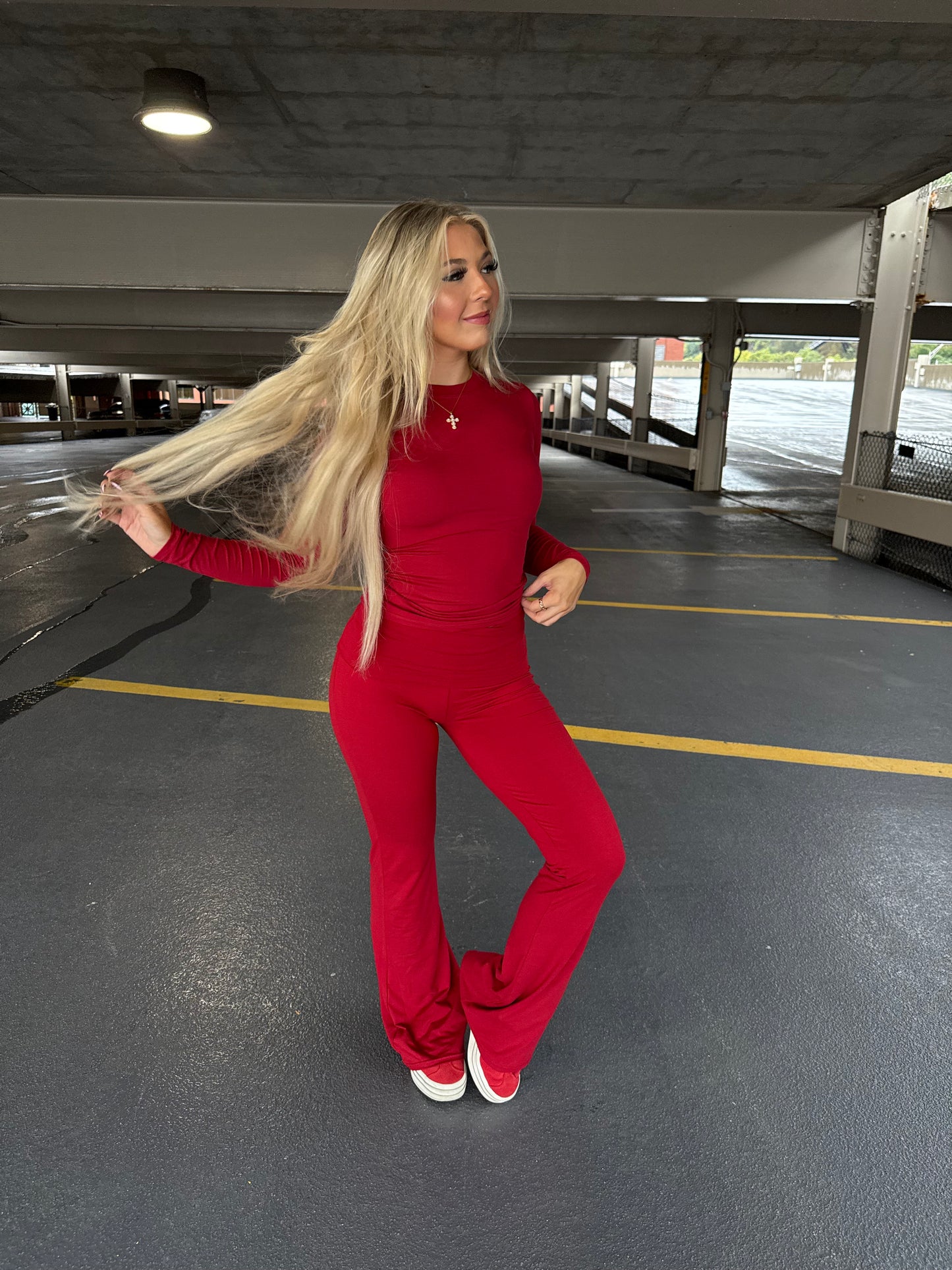 Shopping Addiction Legging in Deep Red
