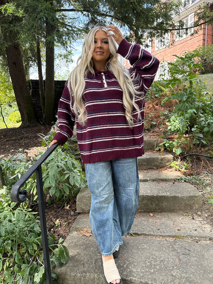 Copper Collar Sweater in Wine