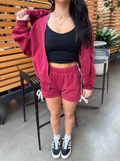 High Energy Track Shorts in Burgundy