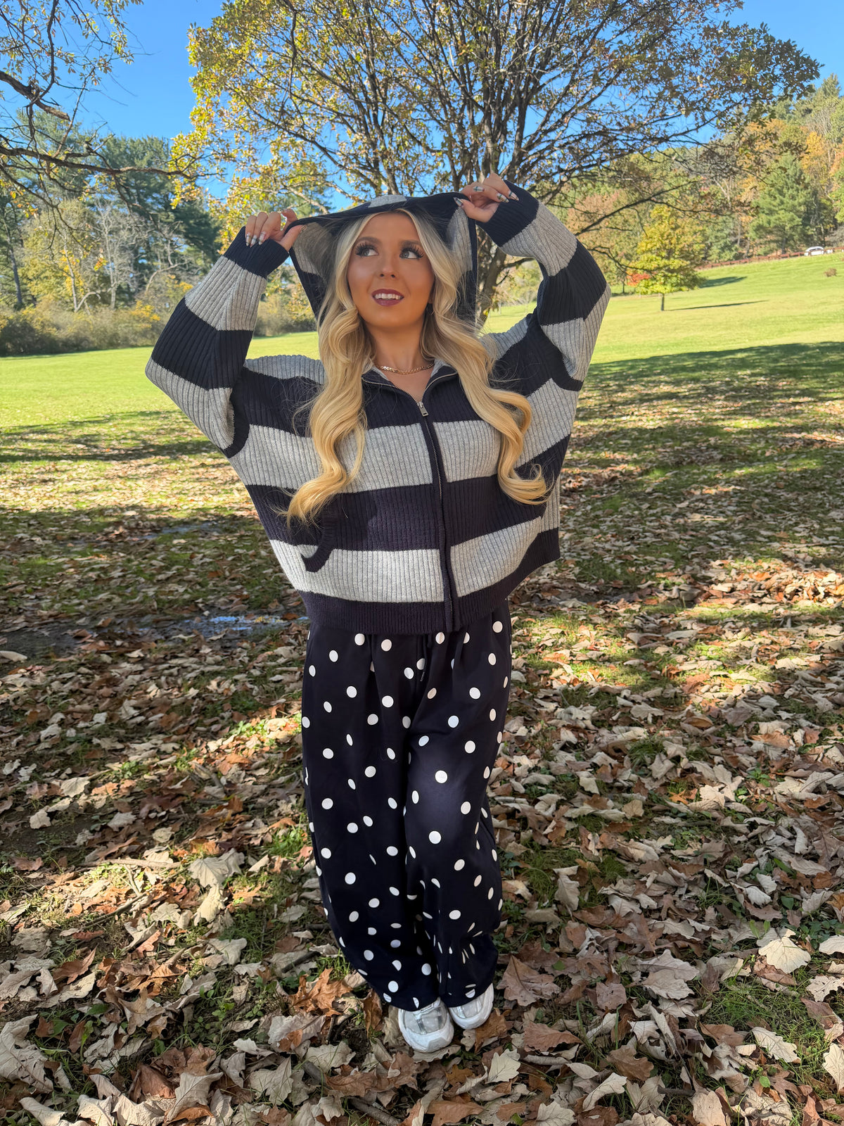 Morrison Stripe Sweater Zip in Navy