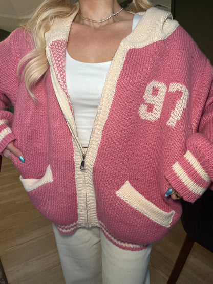 97 Sweater Pink Full Zip