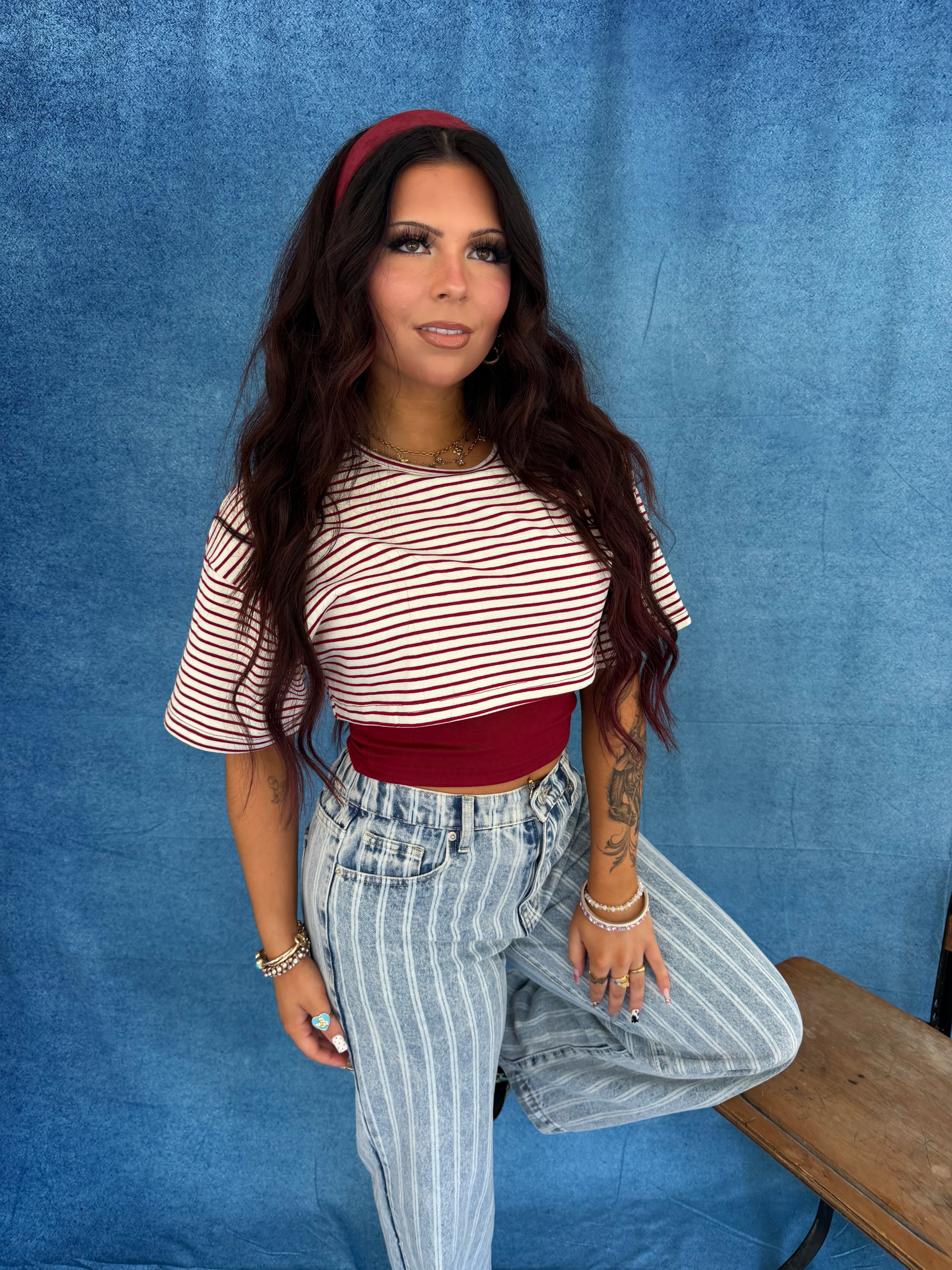 Double Up Tee in Crimson