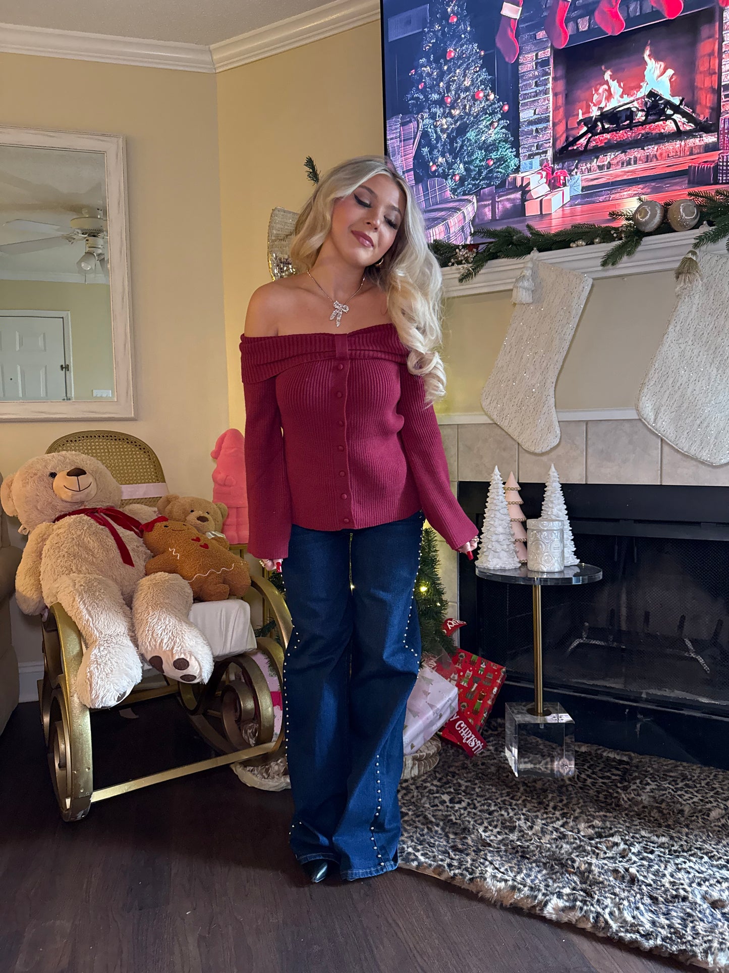 Burnt Kisses One Shoulder Sweater