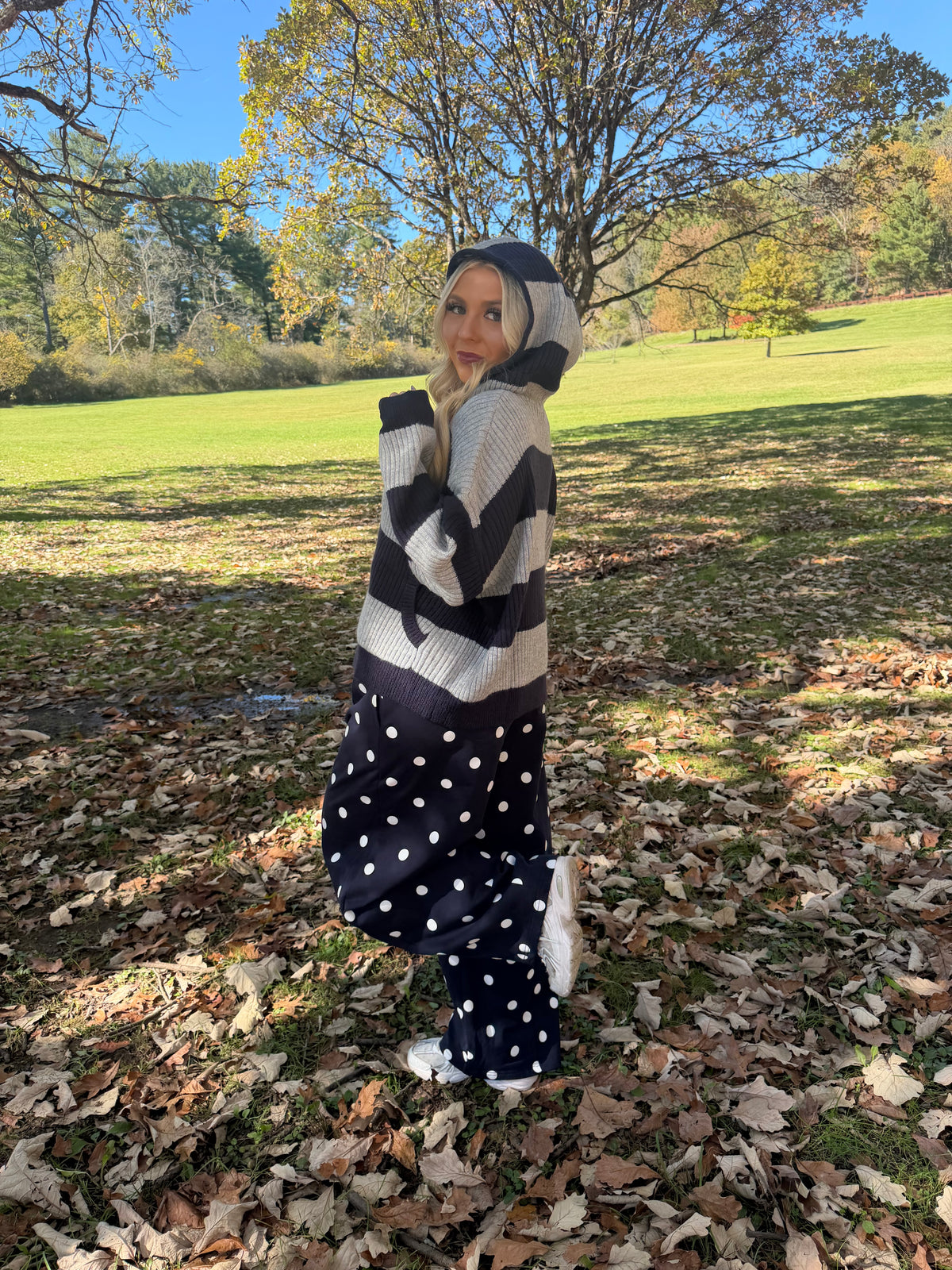 Morrison Stripe Sweater Zip in Navy