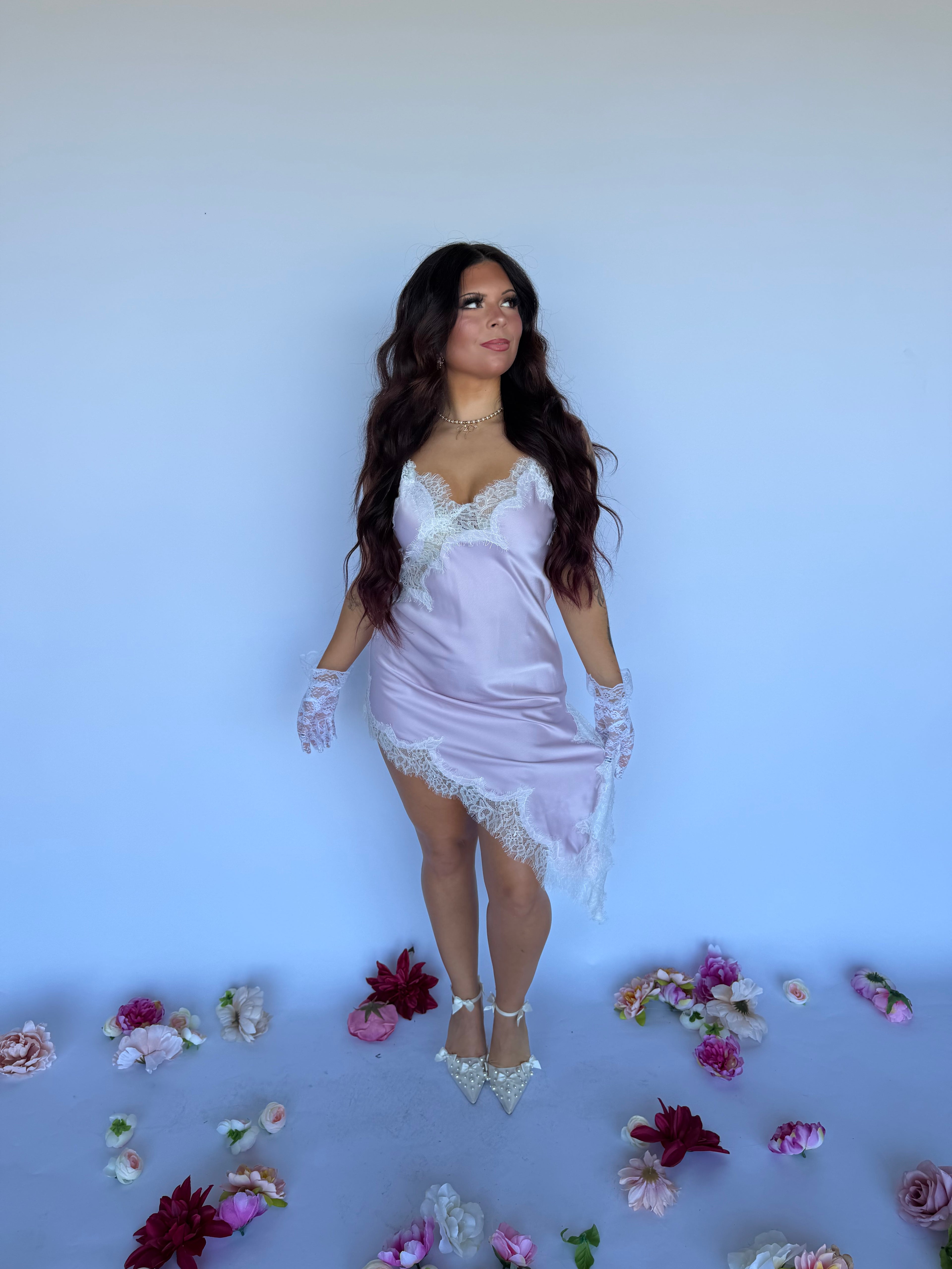 Stupid Song Lace Dress in Lav FINAL SALE