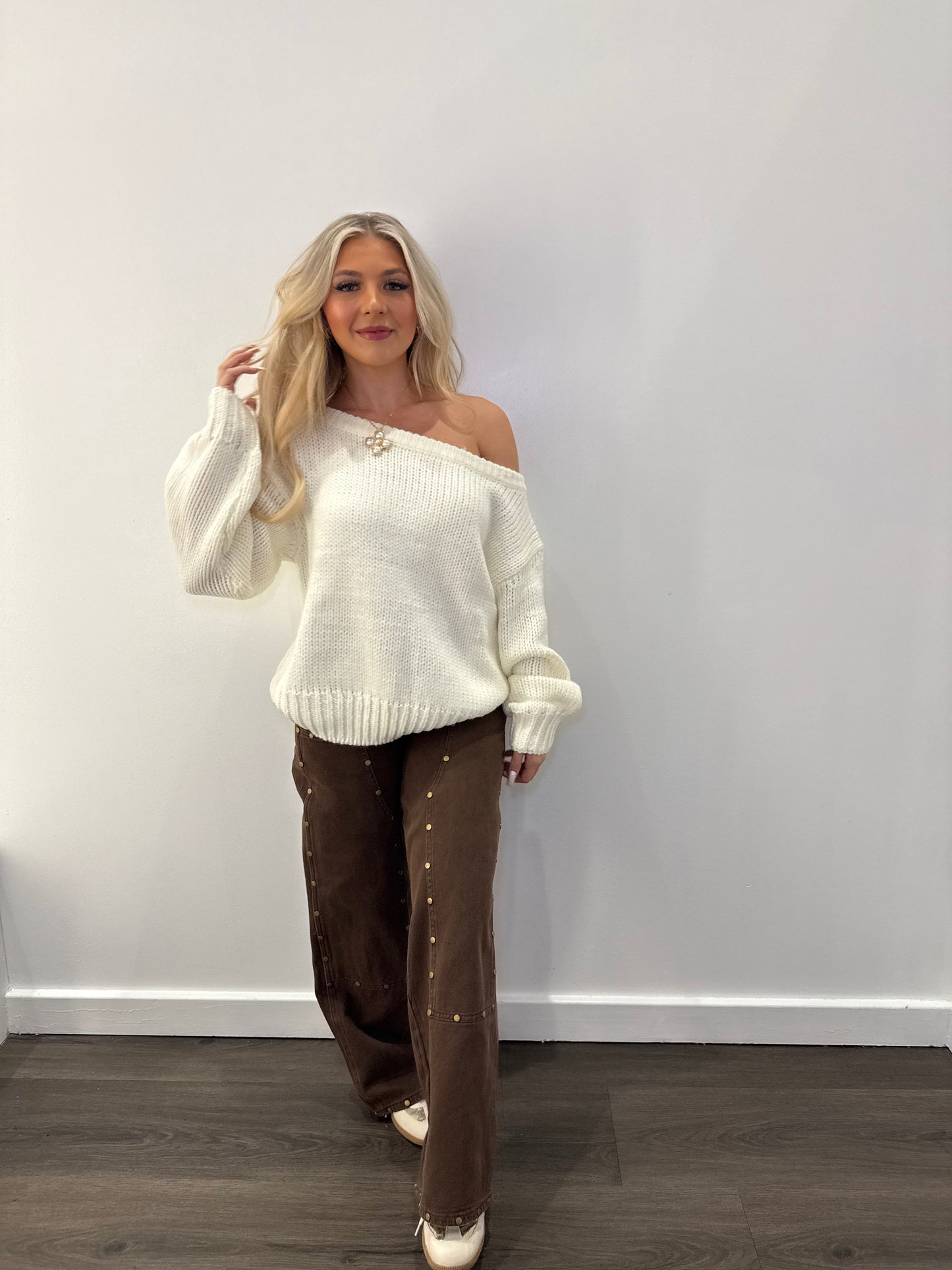 Brandi One Shoulder Sweater in Ivory