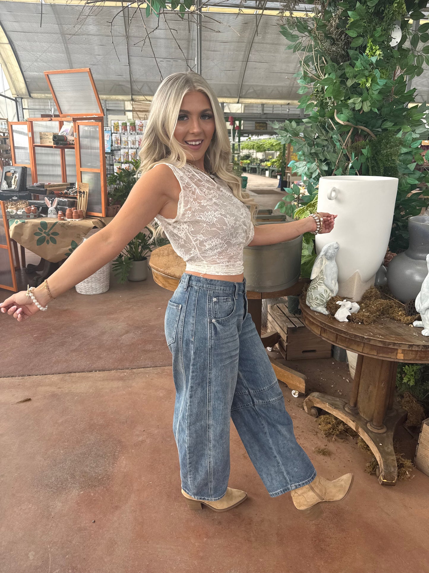 Colman Lace Top in Cream