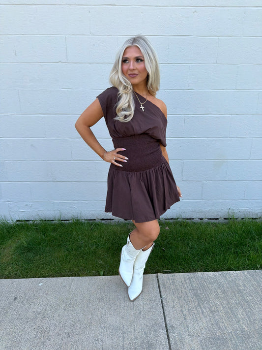 Super Simple Mini Dress in Brown