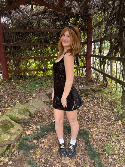 Kissing U Sequin Black Dress
