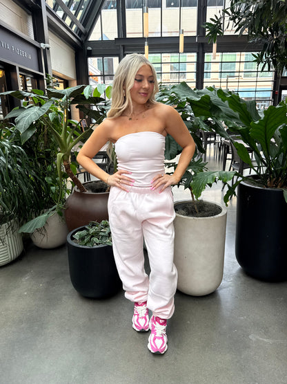 So Fetch Sweatpants in Pale Pink