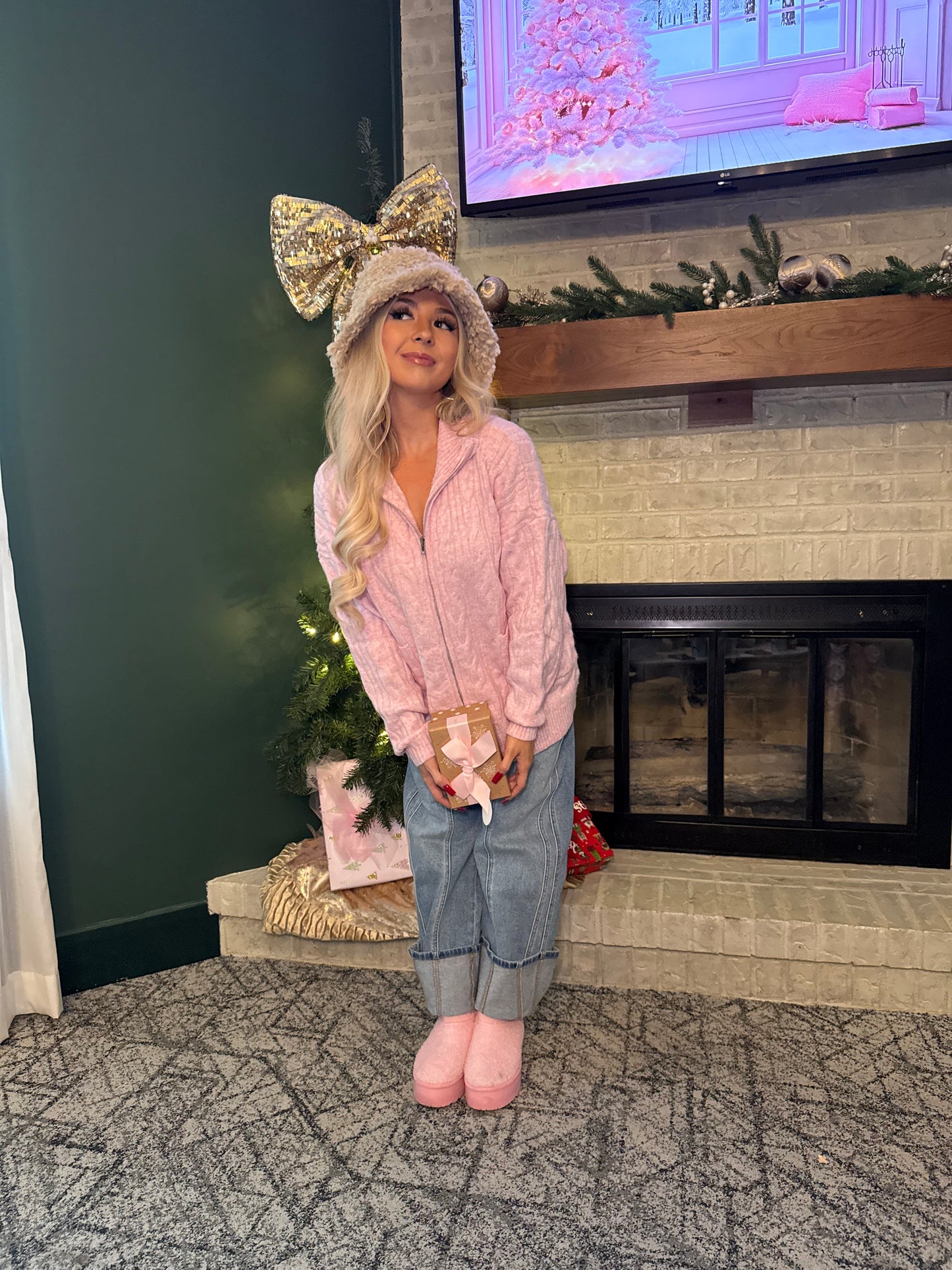 Sugar Girl Sweater Zip in PINK