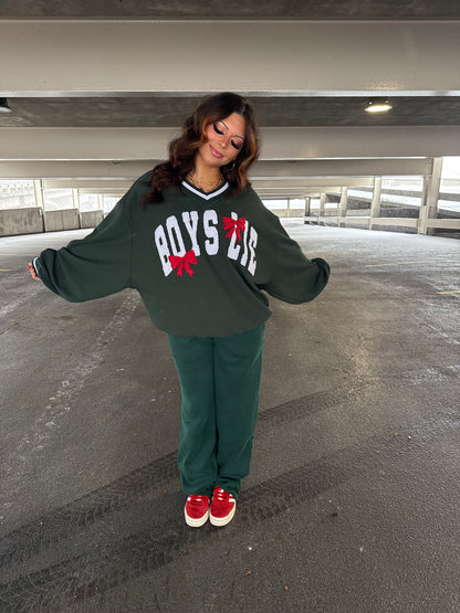 Boys Lie Green Bow V-Neck