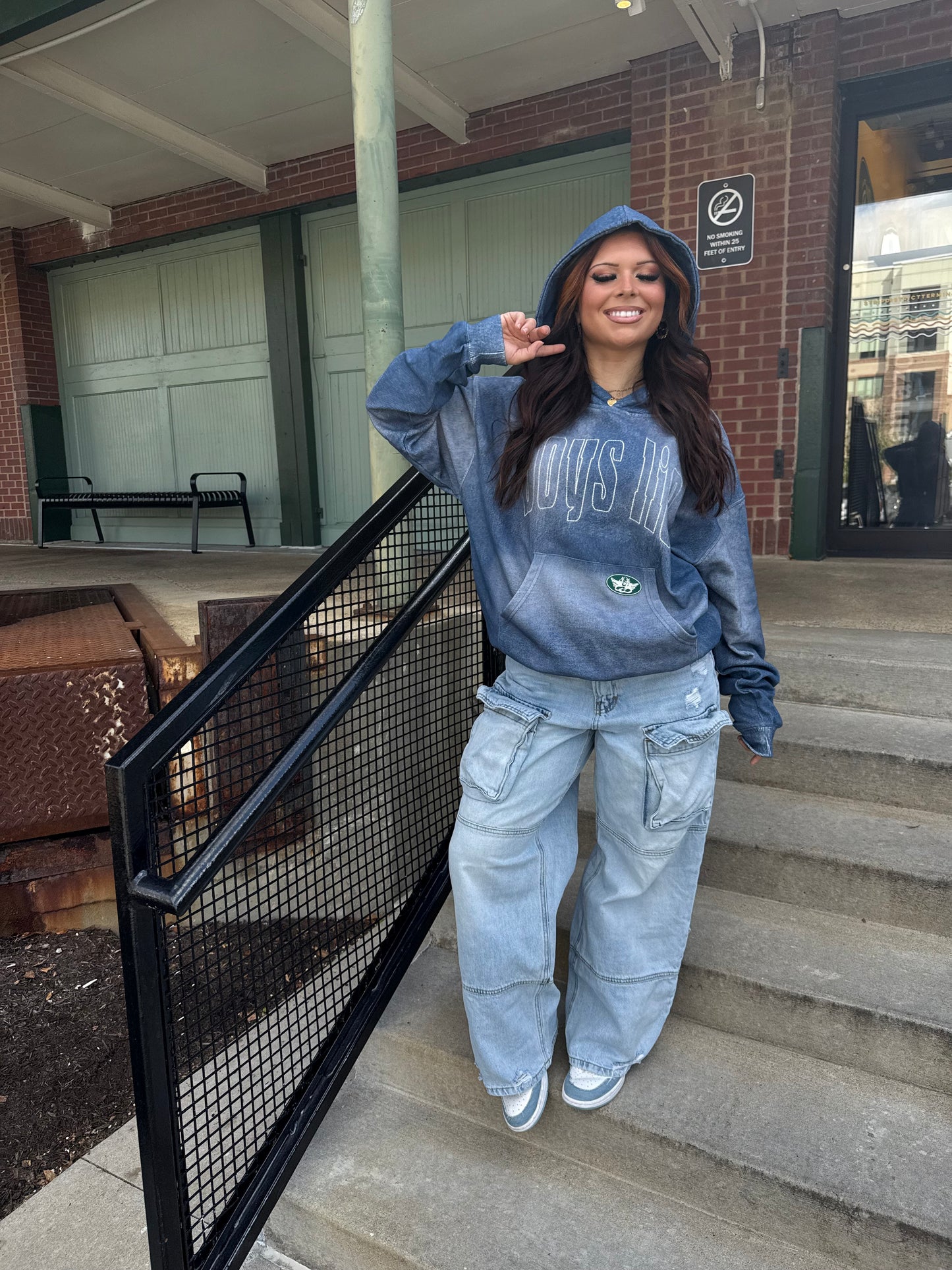 Boys Lie Done Denim Racer Hoodie