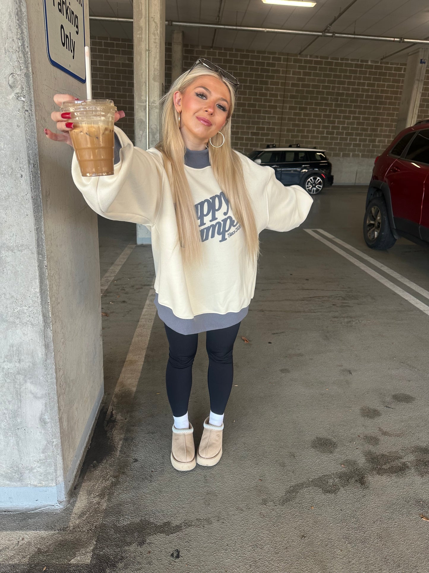 Happy Camp3r Cream/Navy Mockneck