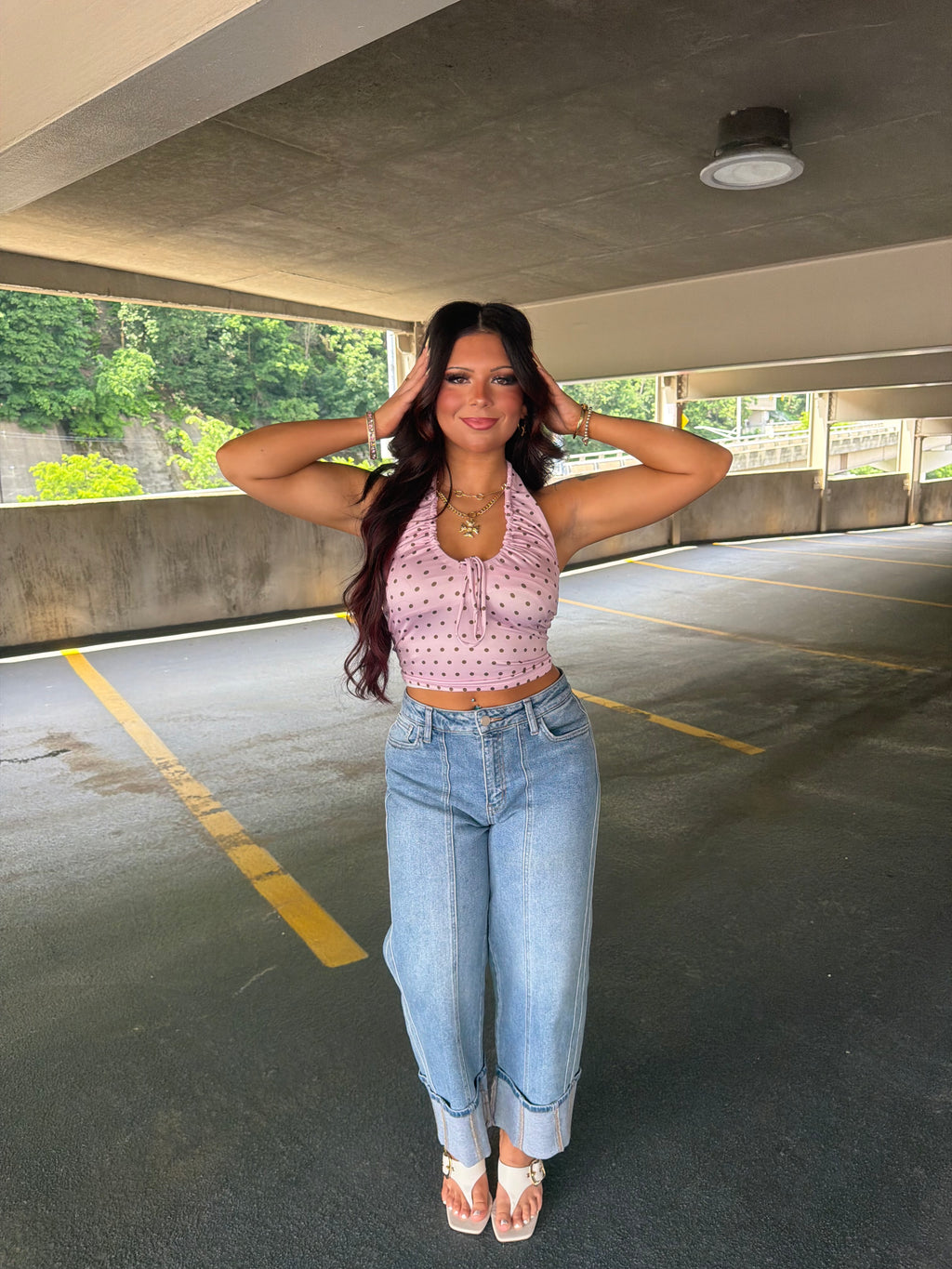 Raspberry Brownie Polka Tank