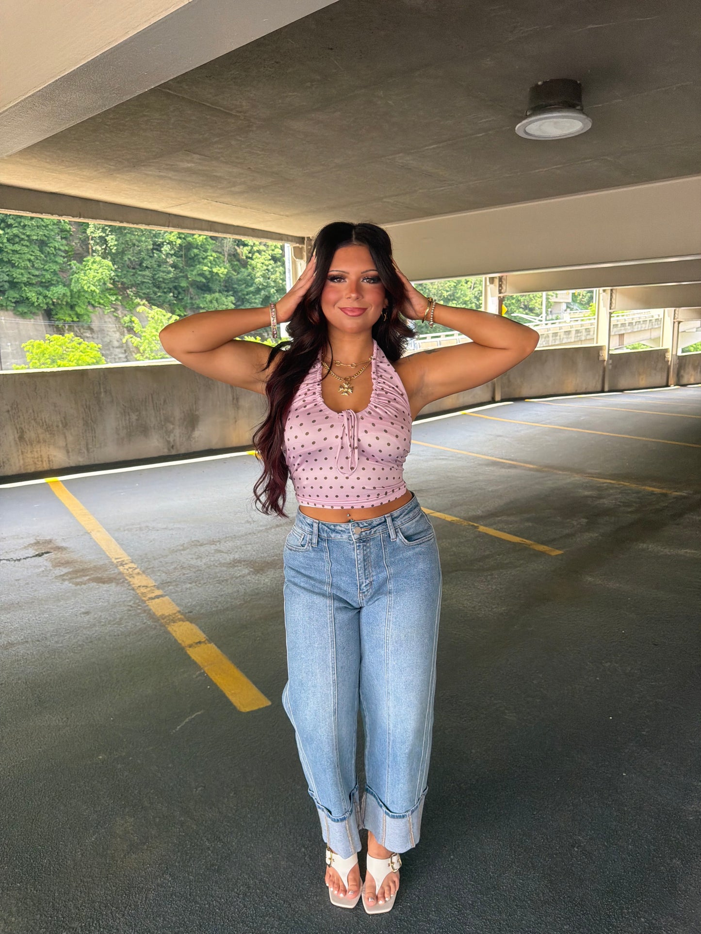 Raspberry Brownie Polka Tank