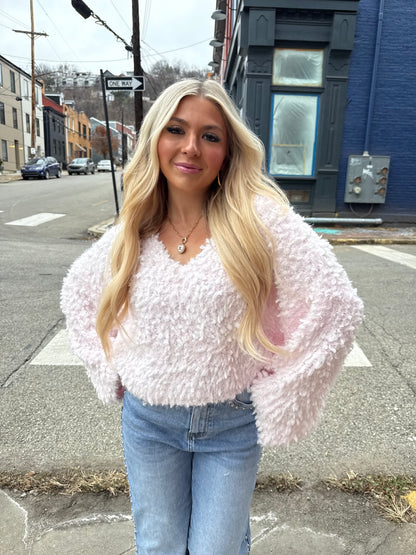 Pretty in Pink Fuzzy Sweater