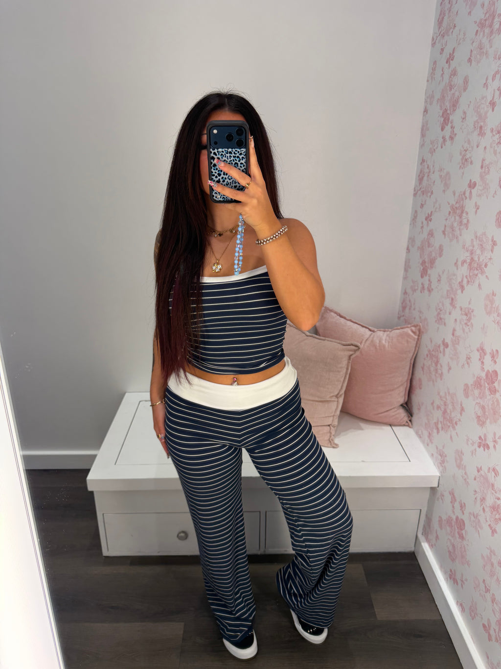 Walk Around Set in Navy Fold Over Pants