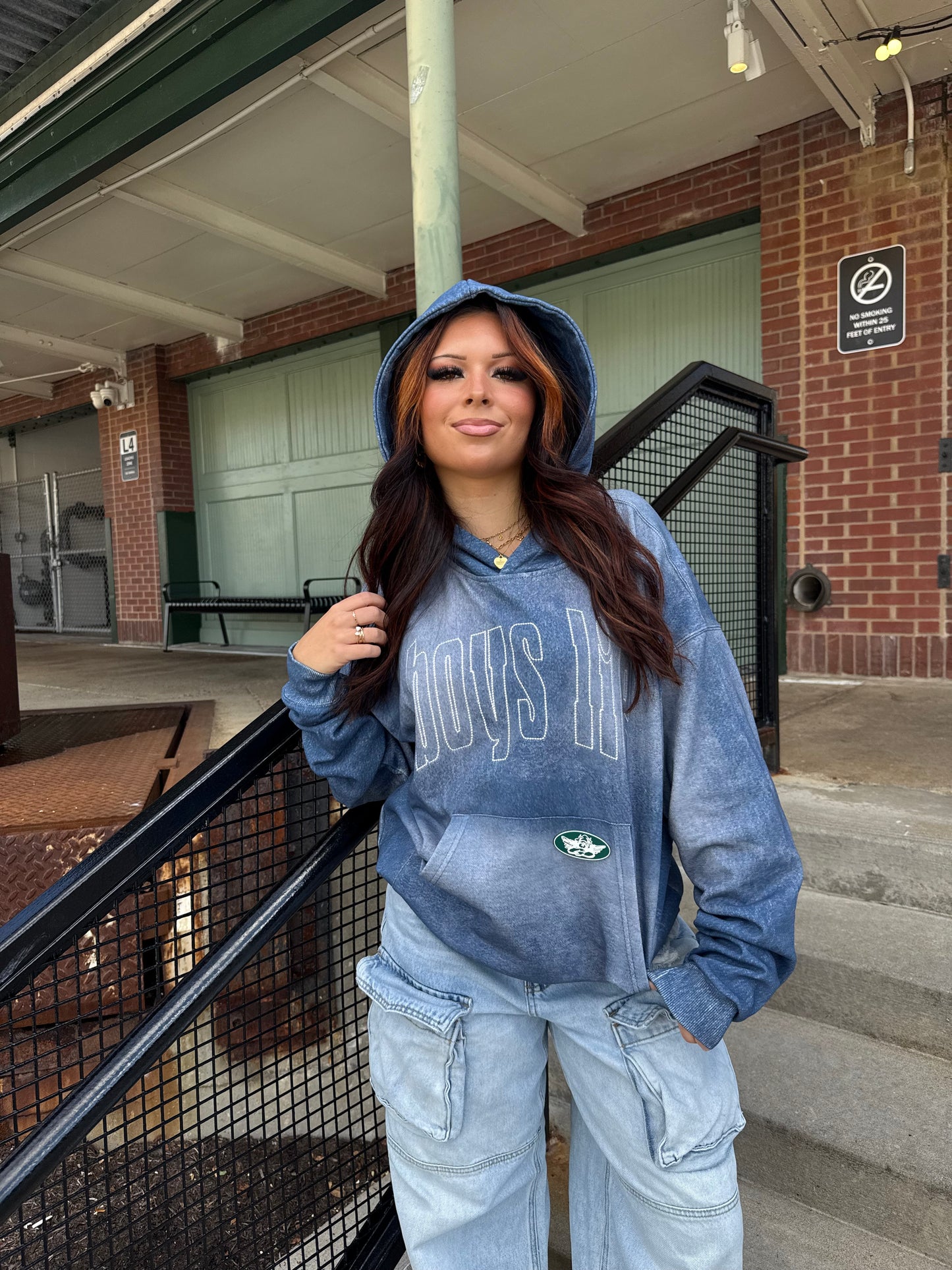 Boys Lie Done Denim Racer Hoodie