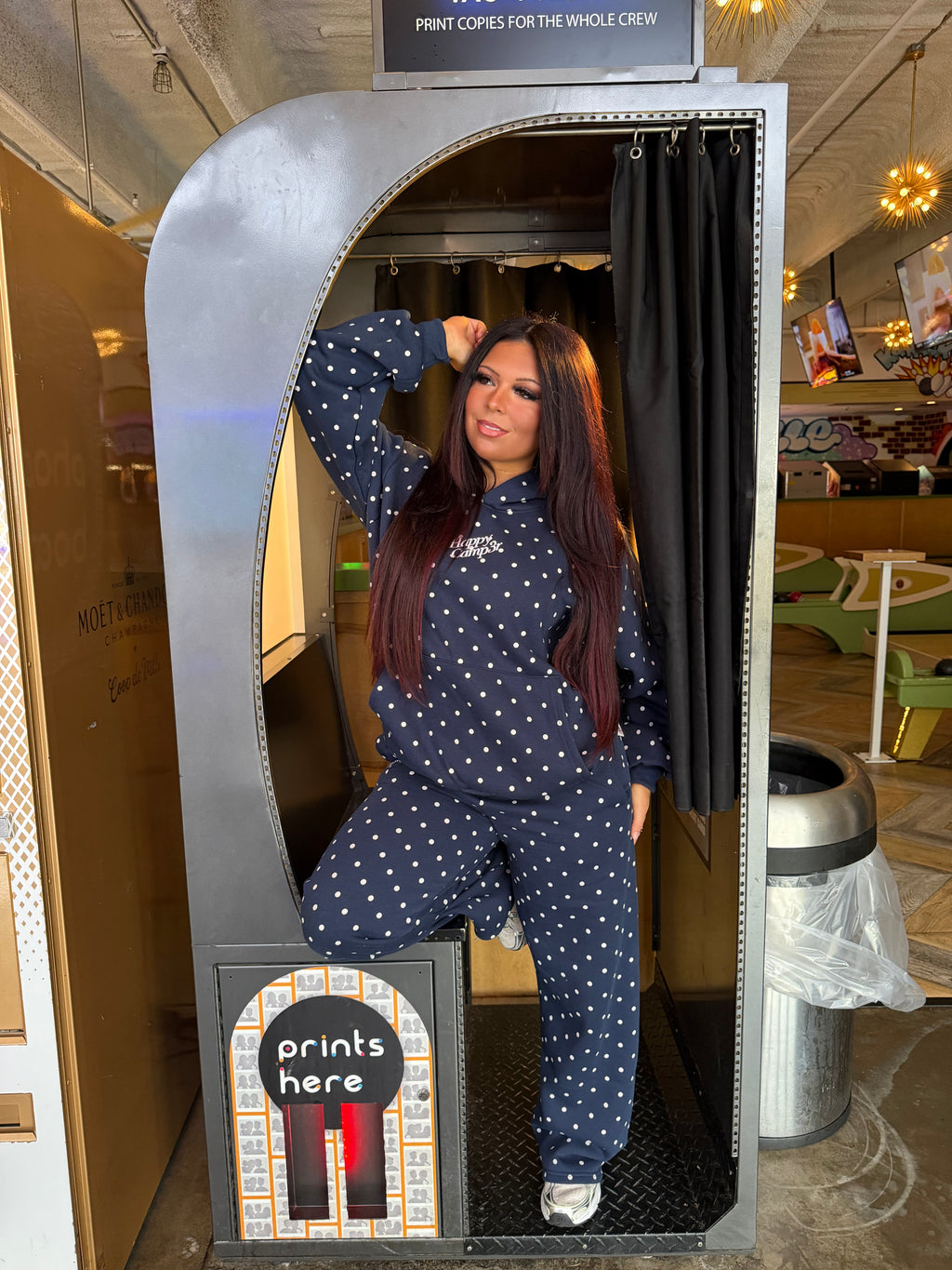 Happy Camp3r Polka Hoodie in Navy