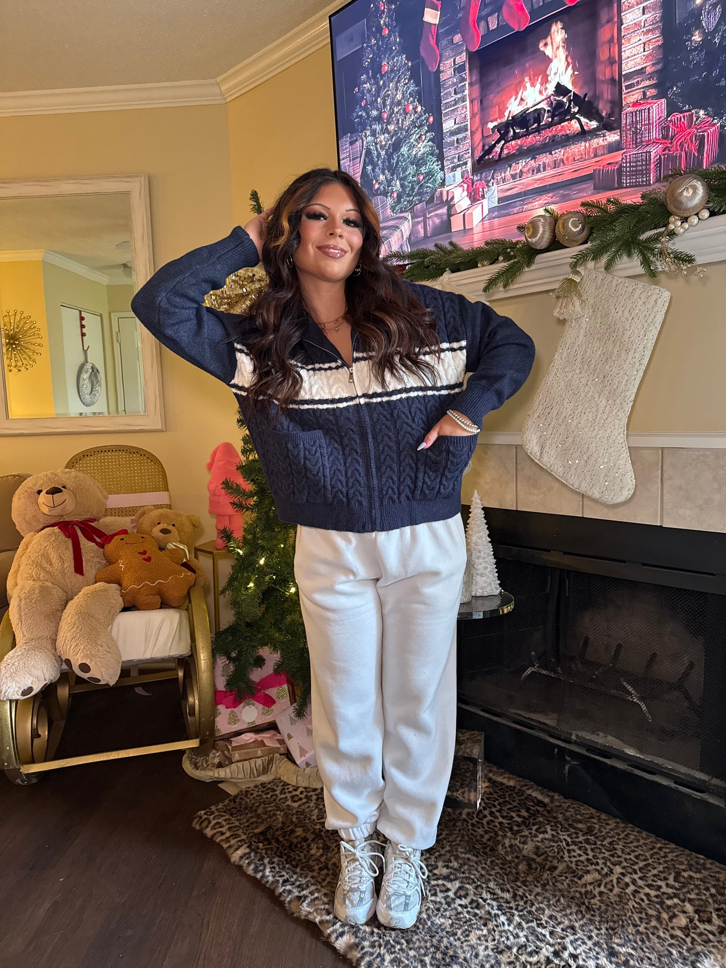 Morton Navy Sweater Zip