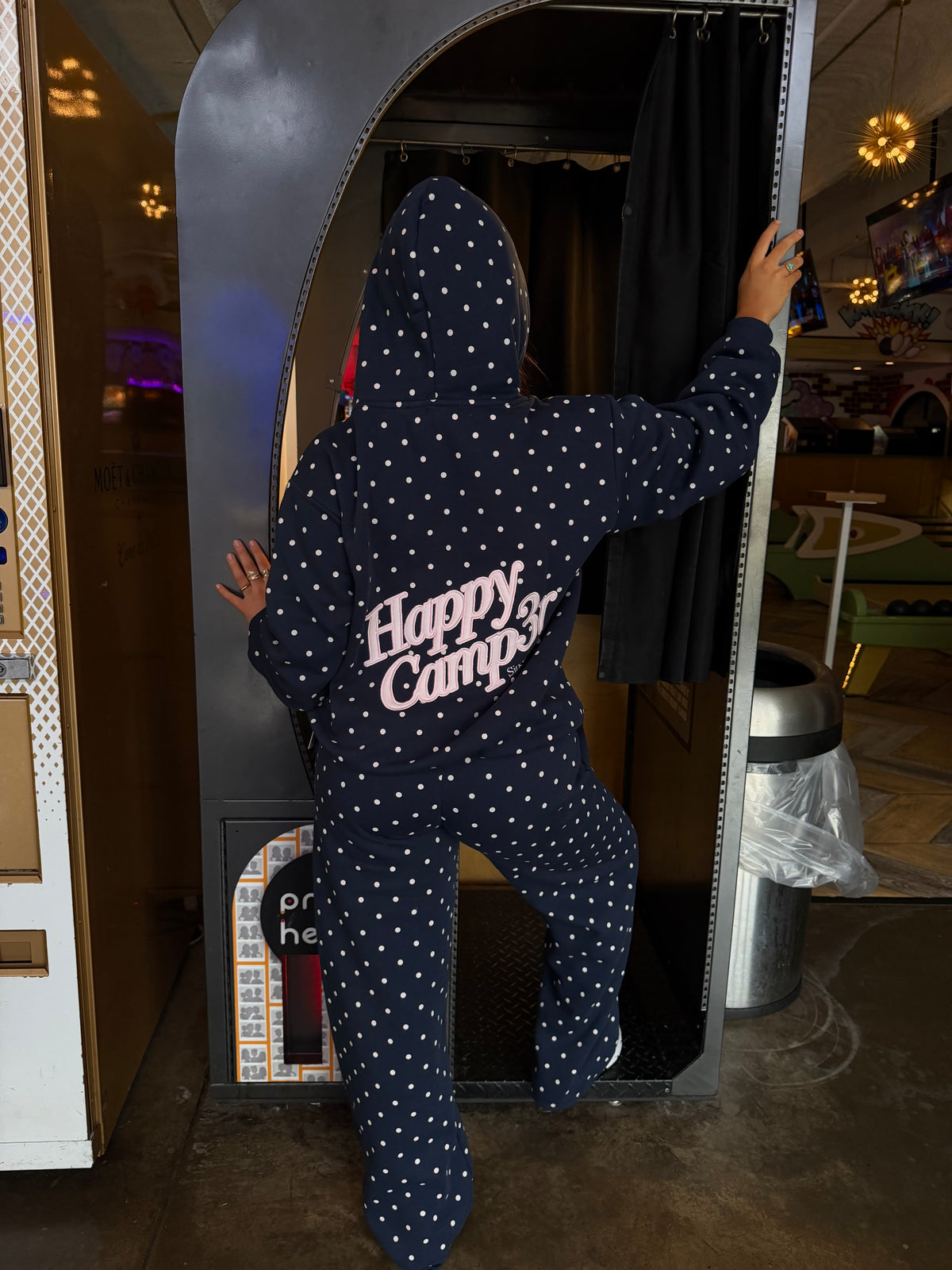 Happy Camp3r Polka Hoodie in Navy