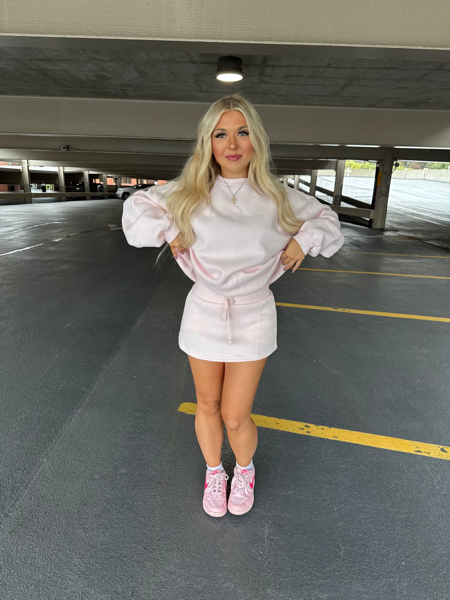 Grounded Sweatskirt in Pale Pink