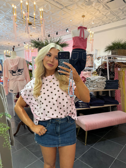Soundtrack Polka Tee in Pink